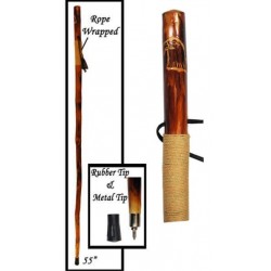 55" Rattan Hiking Pole w/ Eagle Carving w/o Rope Handle