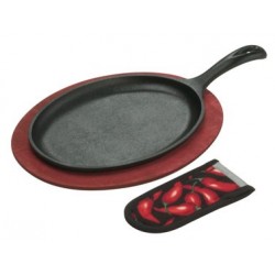 Lodge Fajita Set  - 10" x 7" Cooking Surface w / Underliner