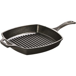 Lodge Pre-Seasoned Cast Iron Grill Pan With Assist Handle, 10.5 inch, Black
