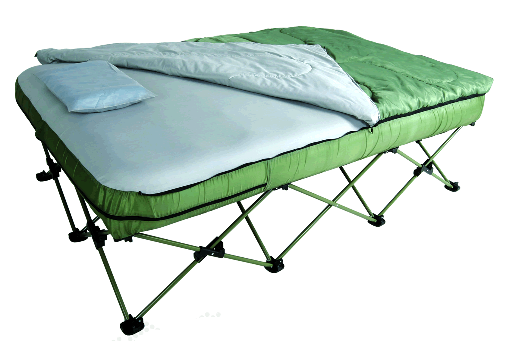 camp bed with mattress
