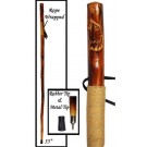 55" Rattan Hiking Pole w/ Wolf Carving w/o Rope Handle