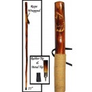 55" Rattan Hiking Pole w/ Wolf Carving w/o Rope Handle